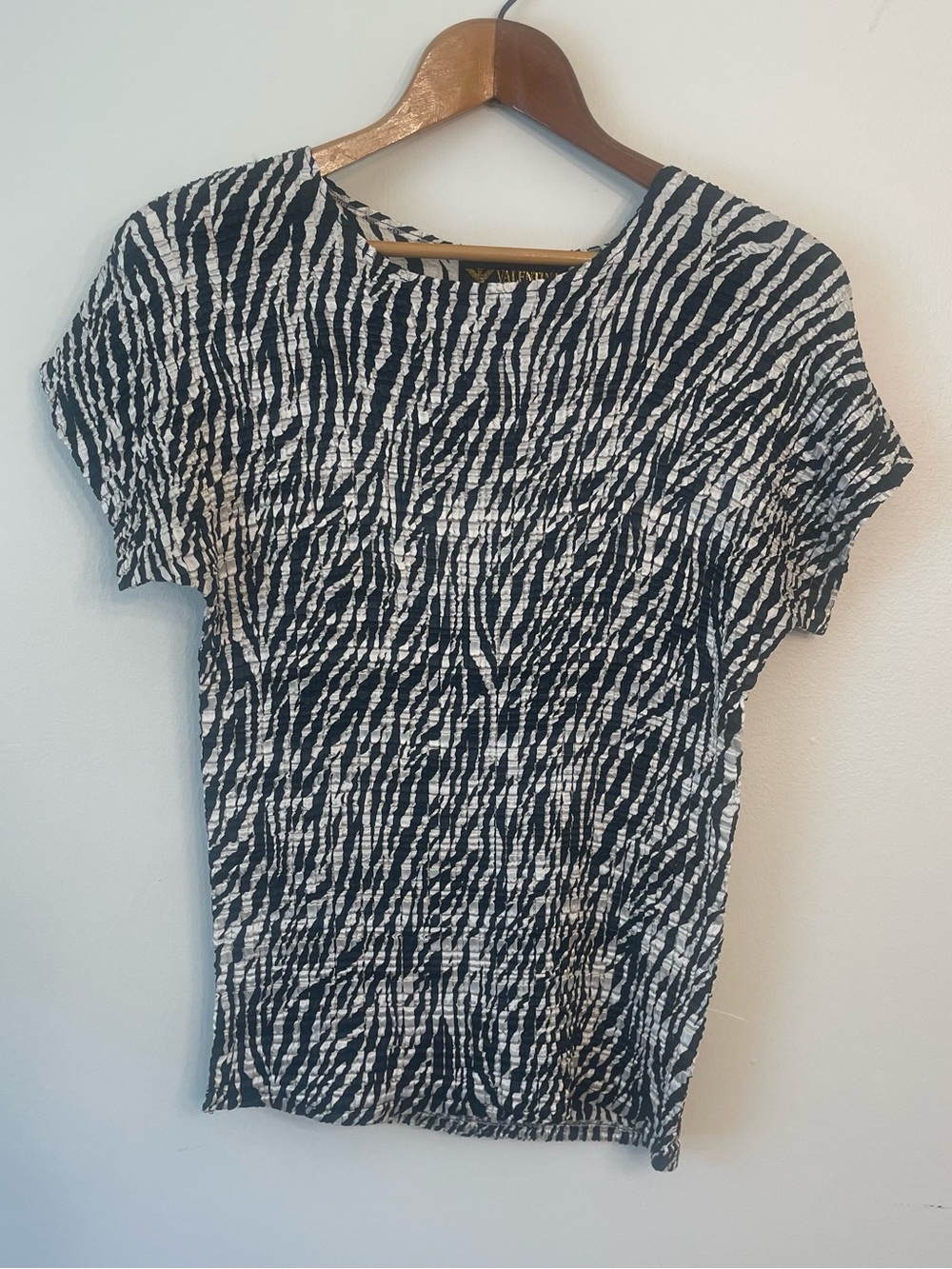 Y2K Party Zebra slinky pleated top going out too size medium Valentina